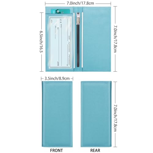 LLi Cufite Leather Checkbook Cover for Top & Side Tear Registers Duplicate Checks with Plastic Insert Flap Pen Holder Slim Wallet Card Holder for Men Women