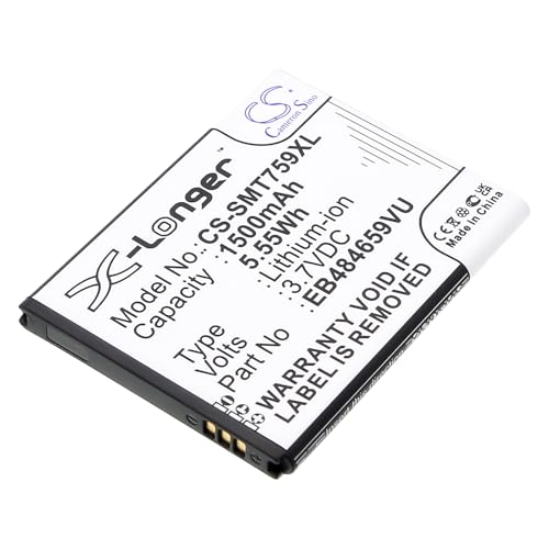 TECHTEK Batterie 1500mAh Compatible avec [Samsung] Ancora, Conquer 4G, Exhibit 4G, Exhibit II Focus Flash, Galaxy Centura, Galaxy Discover, Player 4.2,...
