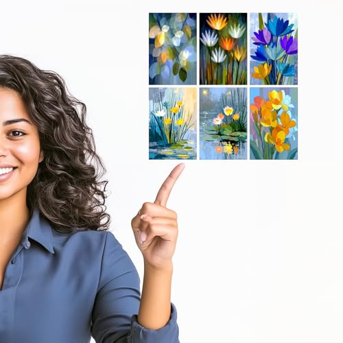 Image of SiddArtify Floral Wall Art Prints Set - Abstract Flower Poster Decor for Living Room Bedroom Office - Set of 2-4x6 Inch - Board (Pack of 6) - Sticker (Pack of 6)