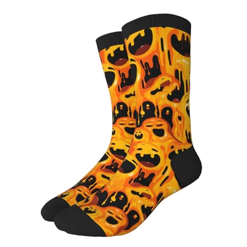 Calcetines A Media Caras Felices Derritiéndose Media Deporte Cómodos Medias De Tubo Medio Hombres Y Mujeres Sports Sock Para Running Gimnasio Deportivos 40Cm