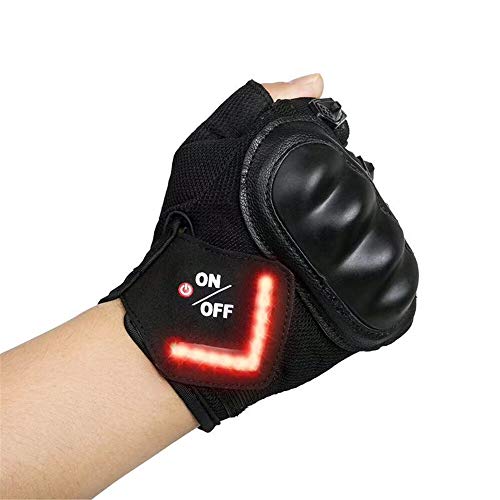 EXCEREY Short Finger Gloves Induction Turn Signal Gloves LED Warning Turn Signal Gloves LED Warning Flasher Gloves Cycling Gloves with Night Gloves Waterproof LED Bicycle Light