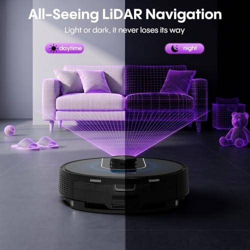 Image of Bagotte Robot Vacuum and Mop Combo, 6000Pa Robotic Vacuum with Mapping, Self-Emptying Station for 90 Days Hands-Free, LiDAR Navigation,Wi-Fi /App /Voice Control, for Carpets&Hard Floors