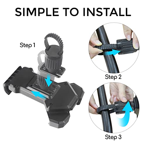 Golf Cart Phone Holder By Alphatailsupplies - Designed For Golf Carts, Golf Push Carts, & Golf Alignment Sticks - Golf Phone Holder, Stroller Phone Holder, Bike Phone Mount, Boat Phone Holder, & More #TOP4