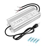 12V 500W LED Power Supply, IP67 Waterproof LED Driver, Low Voltage Transformer, AC 90-140V to DC 12V 41.6A Converter with 3-Prong Plug 3.3 Ft Cable for Outdoor LED Light, Landscape Light, Industrial