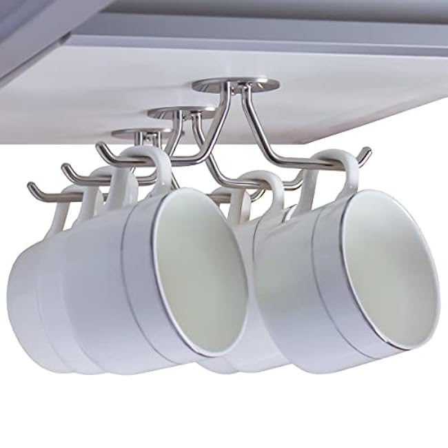 SIMPLETOME Under Cabinet Mug Hooks, SUS304 Stainless Steel, 3Pack
