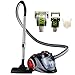 OVENTE Bagless Canister Vacuum Cleaner with Powerful Multi-Surface Suction, Telescoping Wand and Automatic Cord Rewind, Lightweight Corded Cleaning Machine with Sofa/Pet Brush Included, Black ST2010