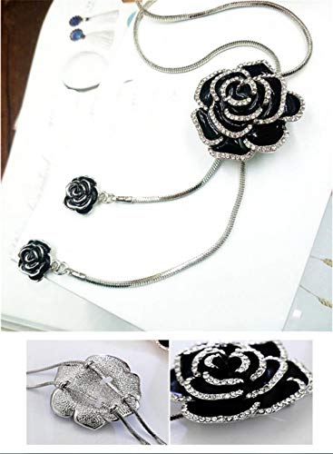 Cathercing Rhinestone Black Rose Pendant Long Necklace for Women Sweater Chain Statement Necklace Choker Adjustable Elegant Jewelry Crystal Accessories Dressy Collocation Winter Evening Party Wedding 4 Cathercing Rhinestone Black Rose Pendant Long Necklace for Women Sweater Chain Statement Necklace Choker Adjustable Elegant Jewelry Crystal Accessories Dressy Collocation Winter Evening Party Wedding