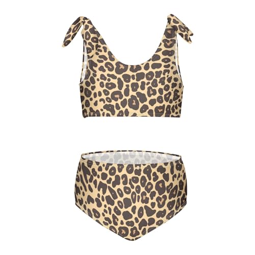 KLL Cheetah Print Girl 2 Piecing Bikini Set Beach Bathing Suit Swimwear Cute Shoulder Strap