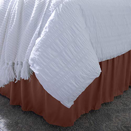 Home Details Wrap Around Bed Skirt | Queen Or King | 14” Drop | Dust Ruffle | Bedding | Elastic Stretch Fit | Chocolate Brown #TOP1