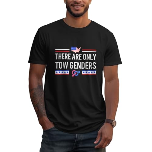 There are Only 2 Genders Men's Printed Casual Crew Neck Cotton T-Shirt Black