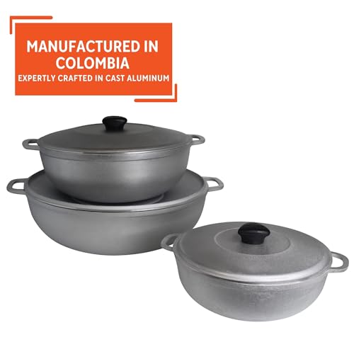 IMUSA-USA-Traditional-Colombian-Natural-Caldero-Matching-Aluminum-Lid-3-Piece-3570110-Quart-Dutch-Oven-Set-Silver-GAU-89224DS-Large