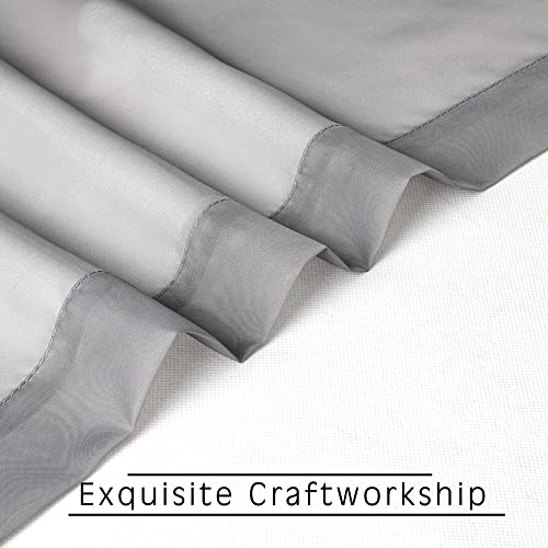 Image of OWENIE Grey Sheer Kitchen Valance for Windows Set of 2, Small Modern Rod Pocket Voile Valance Curtain Window Treatment Decor for Living Room Bathroom Cafe Laundry Basement, 42 inch W x 14 inch L
