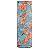 Zylindervasen aus Kunststoff, für Tafelaufsätze, 30 x 10 cm, rote Blumen, blauer Hintergrund, kleine Vasen, dekorative Blume für Blumenstrauß, Esstisch, Tafelaufsätze, Bürodekoration