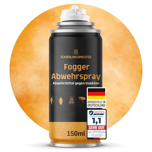 Fogger – Abwehrmittel gegen Insekten – Mit Zitroneneukalyptusöl – Wirkt gegen Schaben, Flöhe, Motten, Milben, Wanzen & mehr – Insekten Vernebler – Für Innenräume – Made in Germany (150 ml) Fogger – Abwehrmittel gegen Insekten – Mit Zitroneneukalyptusöl – Wirkt gegen Schaben, Flöhe, Motten, Milben, Wanzen & mehr – Insekten Vernebler – Für Innenräume – Made in Germany (150 ml)