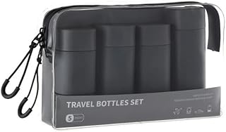 Contenitori da Viaggio per Liquidi, Bottiglie da Viaggio, Contenitore Vuoto Richiudibile, Portatile, a Prova di Perdite da 5 Pezzi con Borsa per il Trasporto per Shampoo Balsamo Lozione (nero)