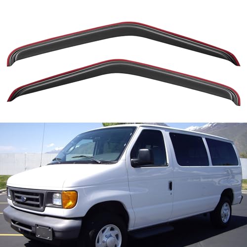 Image of in-Channel Window Visors Rain Guards for 1992-2006 Ford E-150 /E-250 /E-350 /E-450 /E-550 Super Duty, Window Vent Wind Deflectors Visors Shades for 92-06 Econoline Cargo Van, 2PCS