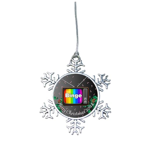 TV Watching Merry Christmas Ornament Gift Choose Snowman Snowflake Bulb (Snowflake)