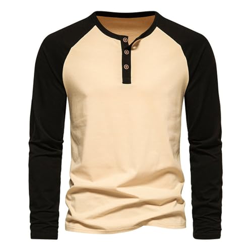 Men's Henry Shirt Long Sleeve 3 Button Waffle Henry T-Shirt