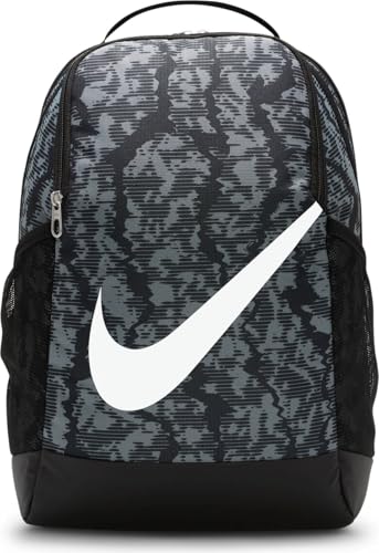 NIKE Unisex Kids Youth Brasilia Backpack - Cat Aop Fa24 Backpack (pack of 1), Black/Black/White, One Size, Young Athletes