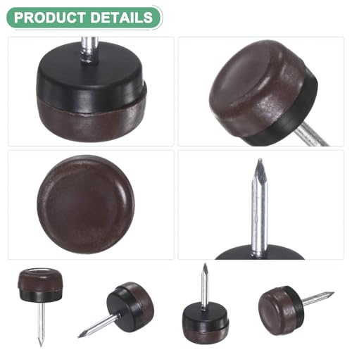 Image of M METERXITY 40-Pack Furniture Sliders, 0.6 inch Nail-on Chair Leg Protectors for Hardwood Floors /Table /Chair /Wooden Floors, Furniture Glides [Brown]