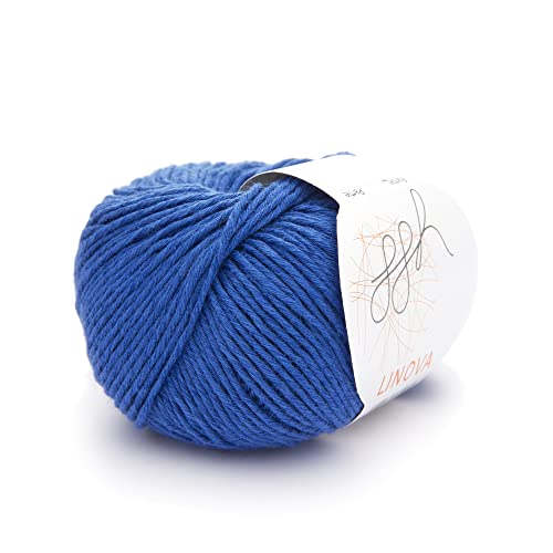 ggh Linova - 039 - Medium Blue - Cotton with Linen for Knitting and Crocheting, 50g - Image 3