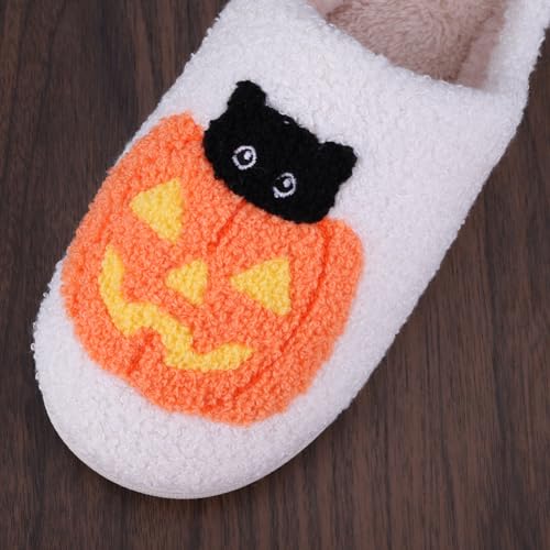 Halloween Slippers for Women, Cozy Plush Spooky Slippers, Ghostface Cartoon Slipper, Non-Slip Fluffy Halloween Christmas Gift, Women’s Size 62