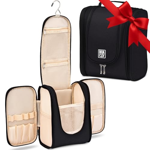 BOACAY Hanging Travel Toiletry Bag for Women and Men, Makeup Bag, Bathroom & Shower Organizer Kit for Accessories, Cosmetics, Travel Essentials