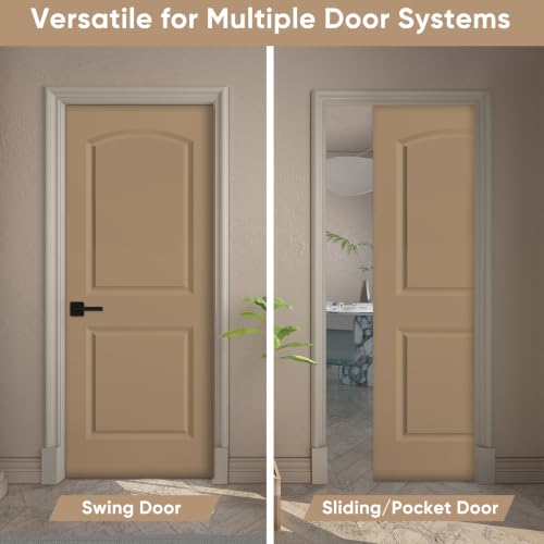 Image of BARNSMITH 32x80 in Raised 2-Panel Arch Top White Primed Interior Door Panel | Smooth Classic Paintable Hollow Core Interior Door Slab, for Swing, Pocket, Sliding Door, Durable and Lightweight