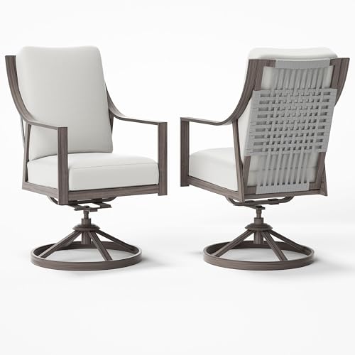NATURAL EXPRESSIONS Outdoor Swivel Patio Dining Chairs Set of 2, Rocking Patio Chairs with Hand...
