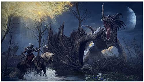 LFHCW Elden Ring Poster Elden Ring Wandering Knight Fighting Dragon Poster Leinwanddruck Wandkunst Poster ungerahmt Cover