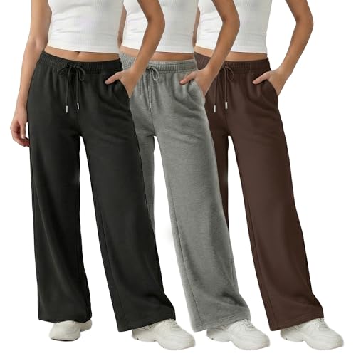 Common Stitch 3 Pack Wide Leg Fleece Lounge Sweatpants for