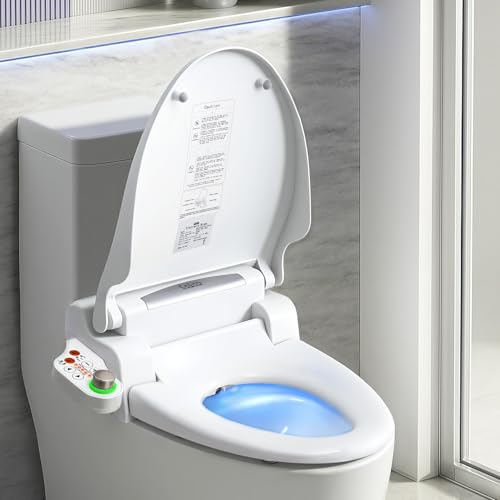 Cefito Smart Bidet Toilet Seat, Electric Portable Toilets Cover with Remote & Night Light, Self-Cleaning Nozzle, Oscillating Cleaning, Warm Water Wash, Air Dryer, Adjustable Temperature Position