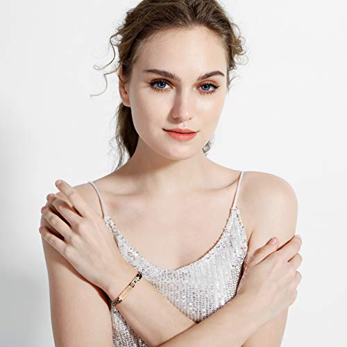 Inblue Personalized Bracelet Nameplate Date Engraved Bracelets For Women Men Girls Boys Couples Custom Anklet Adjustable Handmade Stainless Steel Lovers Jewelry(Black & Rose Gold True Love) #TOP5