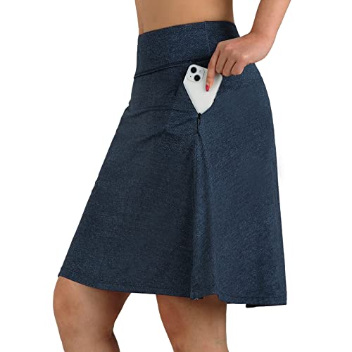 ANIVIVO Women's 20" Knee Length Golf Skorts with Pockets Denim L