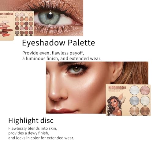 Image of Kamz Beauty 4-in-1 Makeup Book Palette All in One - Eyeshadow Palette, Highlighter Makeup, Blusher Contour, Bronzer Powder - Professional Cosmetic Kit for a Flawless Look For Women