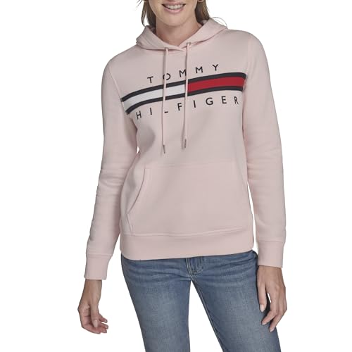 Tommy Hilfiger Damen Fleece Soft Pullover Hoodie Sweater, Ballerina Pink, L
