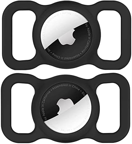 Swincho AirTag Case Compatible with Apple AirTag, 2 Pack: Pet AirTag Cover, Dog Collar Anti-Lost Holder - Black