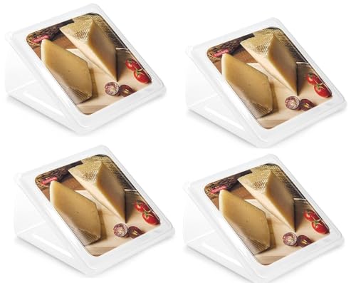 pcmoviles Pack de 4 Queseras Fiambreras – Contenedores Especiales para Queso, con Tapa, Conservación Fresca y Libre de BPA