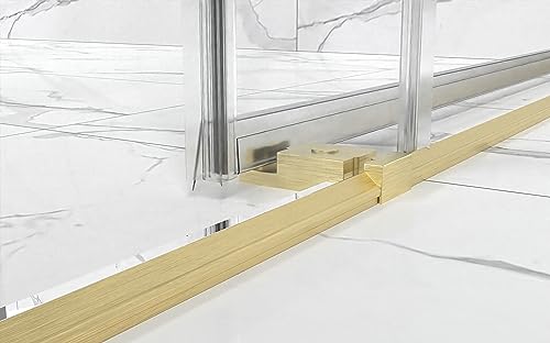 Sunrosa Shower Door 60"×76", Double Sliding Shower Door, Frameless Shower Door with Tempered Glass, Shower Glass Door in Brushed Gold