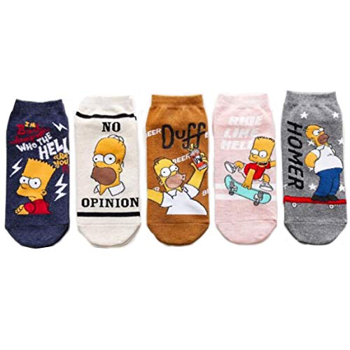 5 Pares De Calcetines Simpson Novedad Familiar Calcetines Lindos De Pareja Calcetines Divertidos Felices Hombres Mujeres Calcetines De Algodón Divertidos De Dibujos Animados Cover