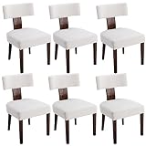 HNY Set of 6 Mid Century Modern Dining Chairs, Farmhouse Velvet Upholstered Accent Chair Curved Back