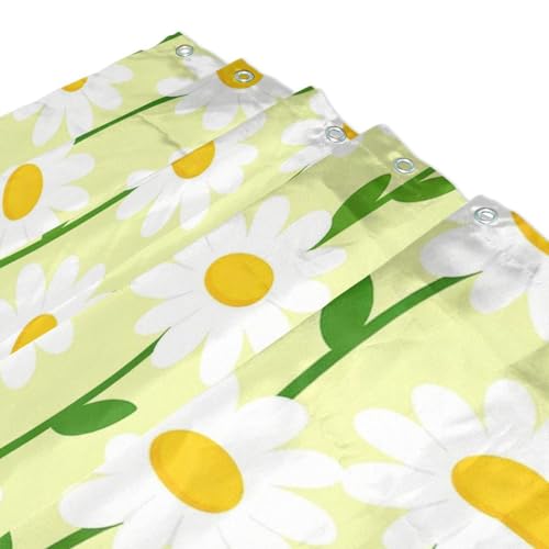 Rideau de douche chic à oeillets fleurs blanches textile haut de gamme - 4
