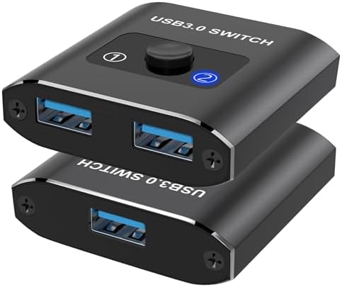 USB 3.0 Switch, Bi-Directional USB Switch 1 in 2 Out/ 2 in 1 Out, Aluminum