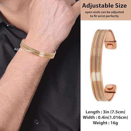 Art Of Creation Pure Copper Bracelets Set Of 3 Handmade Cuff Bangle For Men And Women Adjustable Kada From India For Unisex thumb #1