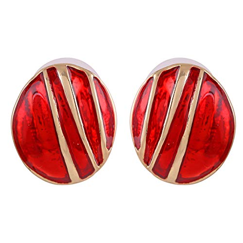 Estele Non-Precious Metal 24 Kt Gold Plated Red pebble pinstripe Stud Earrings for women (Gold) (B08CPWGGDW) Amazon Price History, Amazon Price Tracker