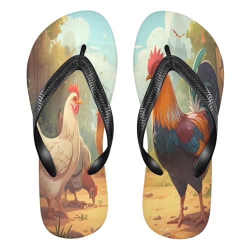 STAYTOP Ranch Rooster Flip Flops Sandals of Men's & Women's,Sandals Beach Slippers Shower Slides