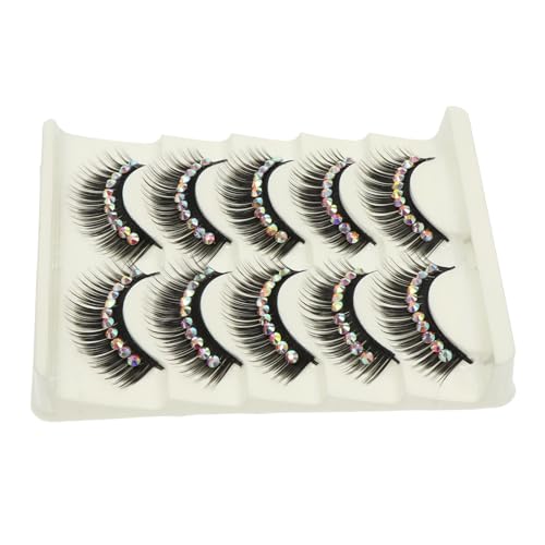 JHKNNK Pestañas Postizas Exageradas Negras Gemas, Pack de 5 Pares para Cosplay, Fiestas y Sesiones Fotográficas de Baile Latino