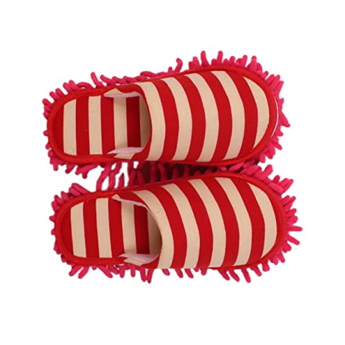 CALLARON 1Par Zapatillas De Limpieza Chenille para Zapatillas De Trapeador Pérezosos Cubiertas De Creativas para Limpieza De Talla Rojo