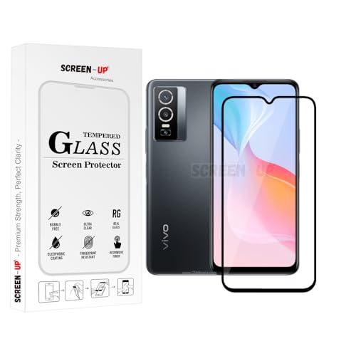 Image of ScreenUp Tempered Glass For Vivo Y76 - Ultra Clear, 9H Scratch Resistant, Full Coverage, Easy Install Screen Protector