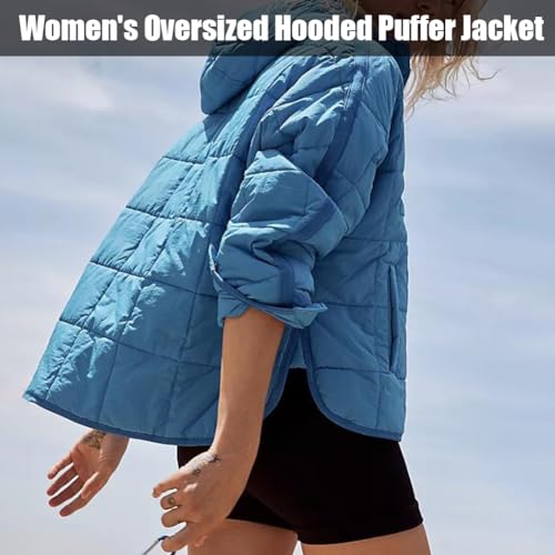 Women's Oversized Hooded Puffer Jacket Quilted Lightweight Winter Warm Pullover Padded Hoodies Coat2